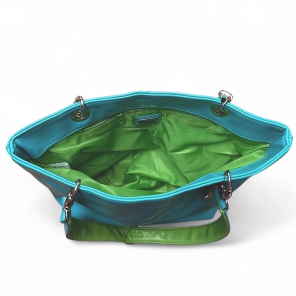 NWOT Vintage Fragile by XOXO blue and lime green vinyl purse - Picture 6 of 6